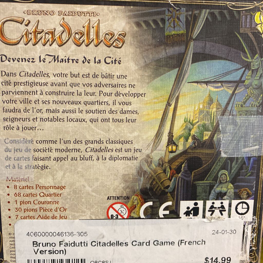 Bruno Faidutti Citadelles Card Game (French Version)