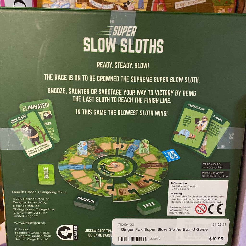 Ginger Fox Super Slow Sloths Board Game