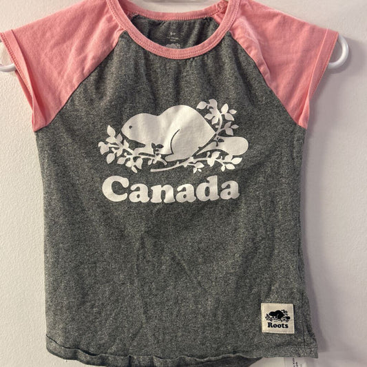 *Root Kids Top Short Sleeves Size S Grey/Pink