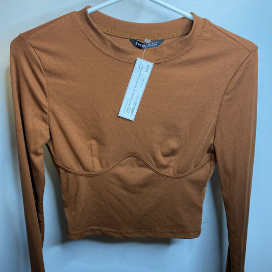 Shein long-sleeved top, brown, size 4 teen