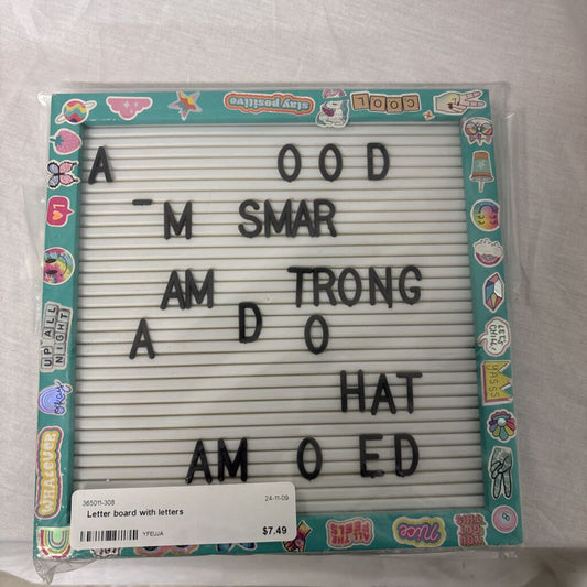 Letter board with letters