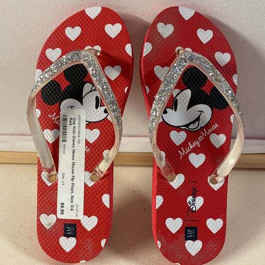 Disney Minnie Mouse Flip Flops, Size 3/4
